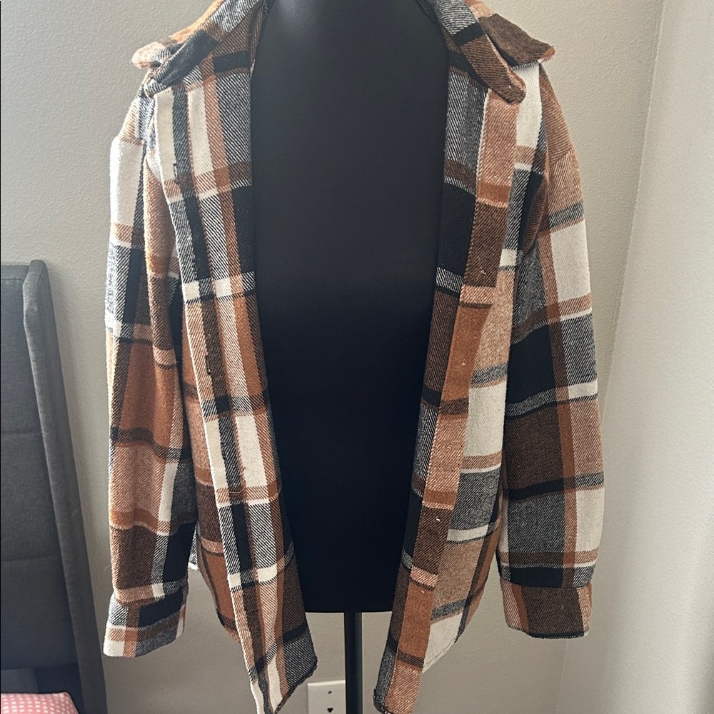 Plaid Open Front Jacket